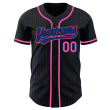 Загрузить изображение в средство просмотра галереи, Custom Black Royal Pinstripe Pink Authentic Baseball Jersey
