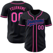 Загрузить изображение в средство просмотра галереи, Custom Black Royal Pinstripe Pink Authentic Baseball Jersey
