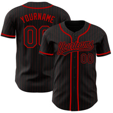 Загрузить изображение в средство просмотра галереи, Custom Black Red Pinstripe Black Authentic Baseball Jersey
