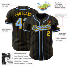 Laden Sie das Bild in den Galerie-Viewer, Custom Black Yellow Pinstripe Light Blue Authentic Baseball Jersey
