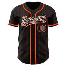 Laden Sie das Bild in den Galerie-Viewer, Custom Black Orange Pinstripe Black-White Authentic Baseball Jersey
