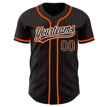 Custom Black Orange Pinstripe Black-White Authentic Baseball Jersey