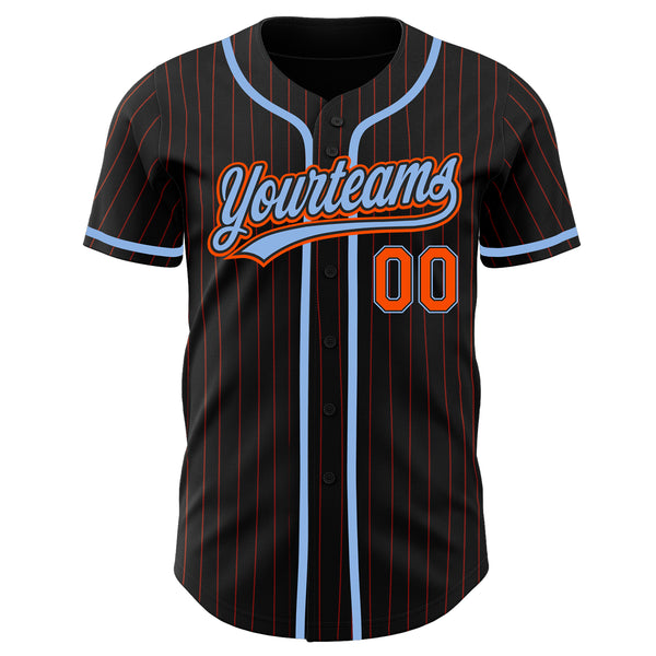 Custom Cream Black Pinstripe Orange-Black Authentic Baseball Jersey in 2023