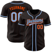 Charger l&#39;image dans la galerie, Custom Black Orange Pinstripe Light Blue Authentic Baseball Jersey
