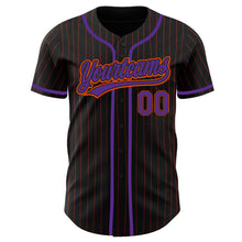 Загрузить изображение в средство просмотра галереи, Custom Black Orange Pinstripe Purple Authentic Baseball Jersey
