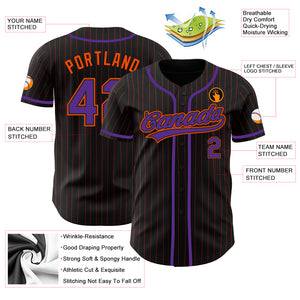 Custom Black Orange Pinstripe Purple Authentic Baseball Jersey