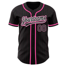 Загрузить изображение в средство просмотра галереи, Custom Black Pink Pinstripe Black-White Authentic Baseball Jersey
