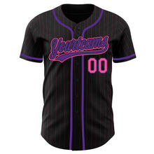 Загрузить изображение в средство просмотра галереи, Custom Black Pink Pinstripe Pink-Purple Authentic Baseball Jersey
