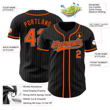 Laden Sie das Bild in den Galerie-Viewer, Custom Black Gray Pinstripe Orange Authentic Baseball Jersey
