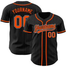 Laden Sie das Bild in den Galerie-Viewer, Custom Black Gray Pinstripe Orange Authentic Baseball Jersey
