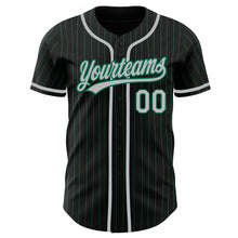 Загрузить изображение в средство просмотра галереи, Custom Black Kelly Green Pinstripe Gray Authentic Baseball Jersey
