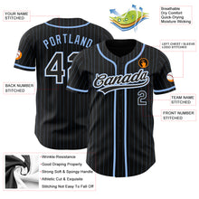 Загрузить изображение в средство просмотра галереи, Custom Black Light Blue Pinstripe Black-White Authentic Baseball Jersey
