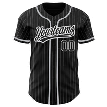 Загрузить изображение в средство просмотра галереи, Custom Black White Pinstripe Black-Gray Authentic Baseball Jersey
