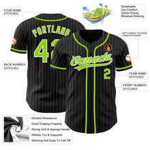 Загрузить изображение в средство просмотра галереи, Custom Black White Pinstripe Neon Green Authentic Baseball Jersey
