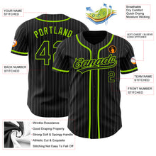 Загрузить изображение в средство просмотра галереи, Custom Black White Pinstripe Black-Neon Green Authentic Baseball Jersey
