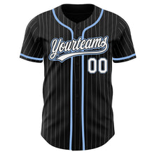 Загрузить изображение в средство просмотра галереи, Custom Black White Pinstripe White-Light Blue Authentic Baseball Jersey
