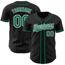 Загрузить изображение в средство просмотра галереи, Custom Black White Pinstripe Kelly Green Authentic Baseball Jersey
