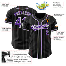 Загрузить изображение в средство просмотра галереи, Custom Black White Pinstripe Purple Authentic Baseball Jersey
