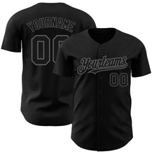 Laden Sie das Bild in den Galerie-Viewer, Custom Black Steel Gray Authentic Baseball Jersey
