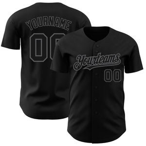 Custom Black Steel Gray Authentic Baseball Jersey