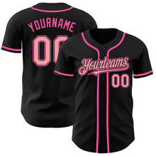 Charger l&#39;image dans la galerie, Custom Black Medium Pink-Pink Authentic Baseball Jersey
