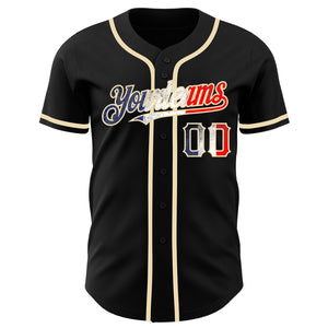 Custom Black Vintage French Flag-City Cream Authentic Baseball Jersey