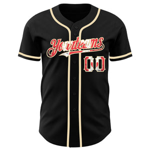 Custom Black Vintage Canadian Flag -City Cream Authentic Baseball Jersey