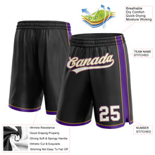 Laden Sie das Bild in den Galerie-Viewer, Custom Black White Old Gold-Purple Authentic Basketball Shorts
