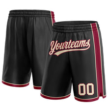 Laden Sie das Bild in den Galerie-Viewer, Custom Black Cream-Maroon Authentic Basketball Shorts
