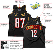 Load image into Gallery viewer, Custom Black White Red-Old Gold Authentic Throwback Basketball Jersey
