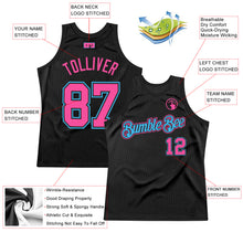 Load image into Gallery viewer, Custom Black Pink-Sky Blue Authentic Throwback Basketball Jersey
