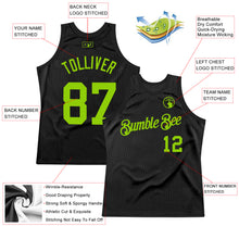 Load image into Gallery viewer, Custom Black Neon Green Authentic Throwback Basketball Jersey
