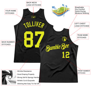 Custom Black Neon Yellow Authentic Throwback Basketball Jersey