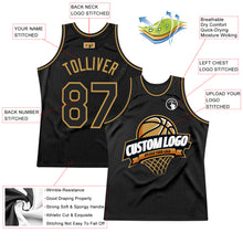 Load image into Gallery viewer, Custom Black Old Gold Authentic Throwback Basketball Jersey
