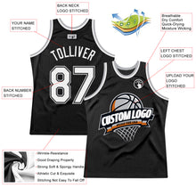 Load image into Gallery viewer, Custom Black White-Gray Authentic Throwback Basketball Jersey
