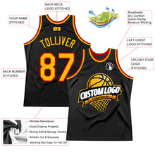 Charger l&#39;image dans la galerie, Custom Black Gold-Red Authentic Throwback Basketball Jersey
