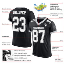 Laden Sie das Bild in den Galerie-Viewer, Custom Black White-Gray Mesh Authentic Football Jersey
