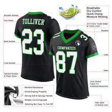 Laden Sie das Bild in den Galerie-Viewer, Custom Black White-Grass Green Mesh Authentic Football Jersey
