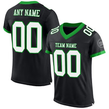 Laden Sie das Bild in den Galerie-Viewer, Custom Black White-Grass Green Mesh Authentic Football Jersey
