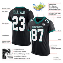 Загрузить изображение в средство просмотра галереи, Custom Black White-Midnight Green Mesh Authentic Football Jersey
