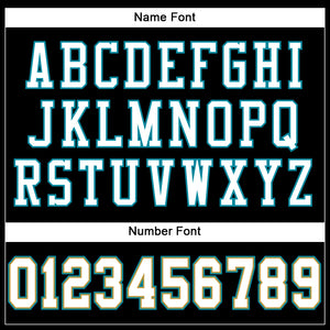 Custom Black White-Teal Mesh Authentic Football Jersey