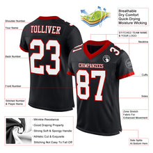 Загрузить изображение в средство просмотра галереи, Custom Black White-Red Mesh Authentic Football Jersey
