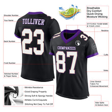 Загрузить изображение в средство просмотра галереи, Custom Black White-Purple Mesh Authentic Football Jersey
