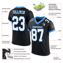 Laden Sie das Bild in den Galerie-Viewer, Custom Black White-Powder Blue Mesh Authentic Football Jersey
