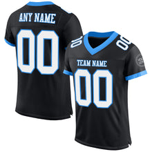 Laden Sie das Bild in den Galerie-Viewer, Custom Black White-Powder Blue Mesh Authentic Football Jersey
