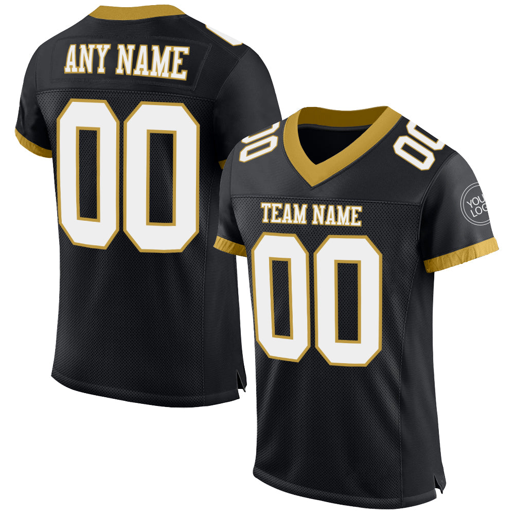 Custom Old Gold White-Black Mesh Authentic Football Jersey Football  Authentic Mesh – CustomJerseysPro