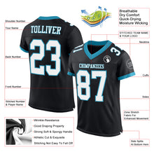 Laden Sie das Bild in den Galerie-Viewer, Custom Black White-Panther Blue Mesh Authentic Football Jersey
