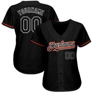 Custom Black Orange-White Authentic Baseball Jersey