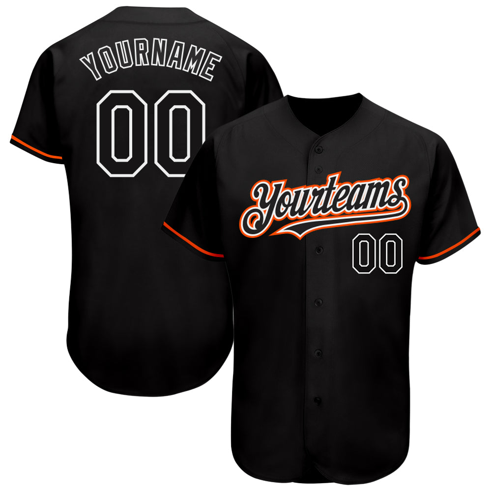 Custom Black Orange-White Authentic Baseball Jersey