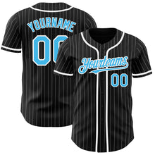 Charger l&#39;image dans la galerie, Custom Black White Pinstripe-Sky Blue Authentic Baseball Jersey
